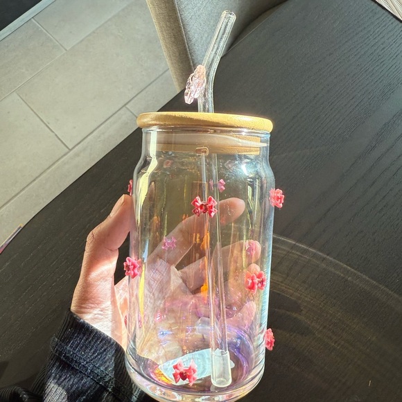 Viral Pink Bow Glass Tumbler - Picture 3 of 4